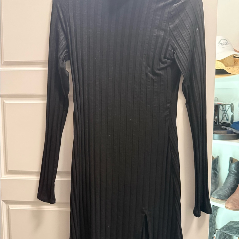 Black Long Sleeve Ribbed Dress Reformation ribbed like new size L